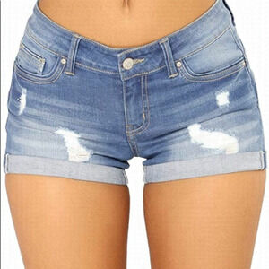 🔥HIGH Waist Raw Hem Ripped Denim Shorts🔥